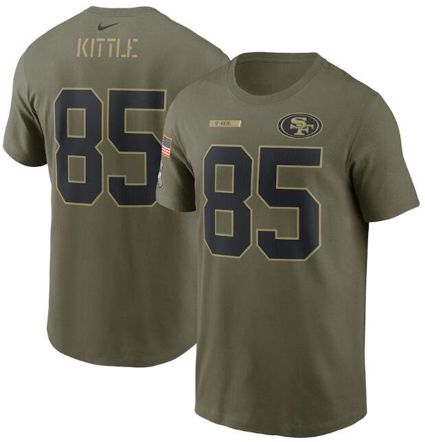 Men's San Francisco 49ers #85 George Kittle 2021 Olive Salute To Service Legend Performance T-Shirt Men's San Francisco 49ers #85 George Kittle 2021 Olive Salute To Service Legend Performance T-Shirt